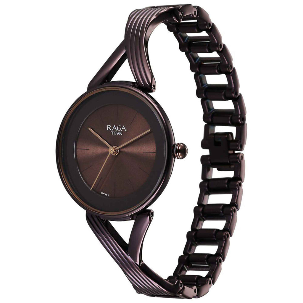 Sydney Ragas Titan Raga Chic Quartz Analogue Brown Dial Metal Strap Watch for Women ...