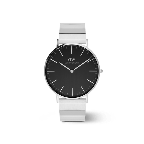Classic Piano Link Onyx Silver Watch