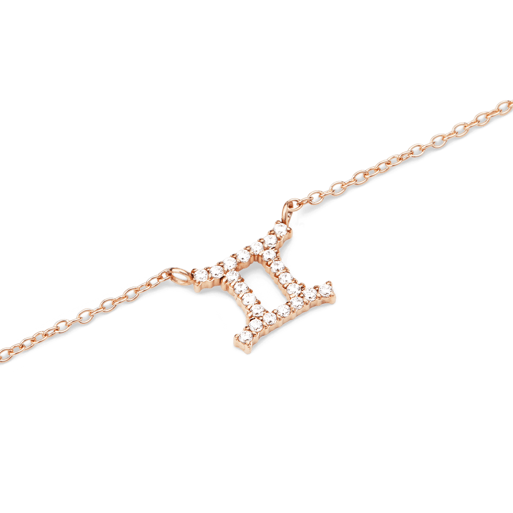 Zodiac Crystal Necklace Rose Gold