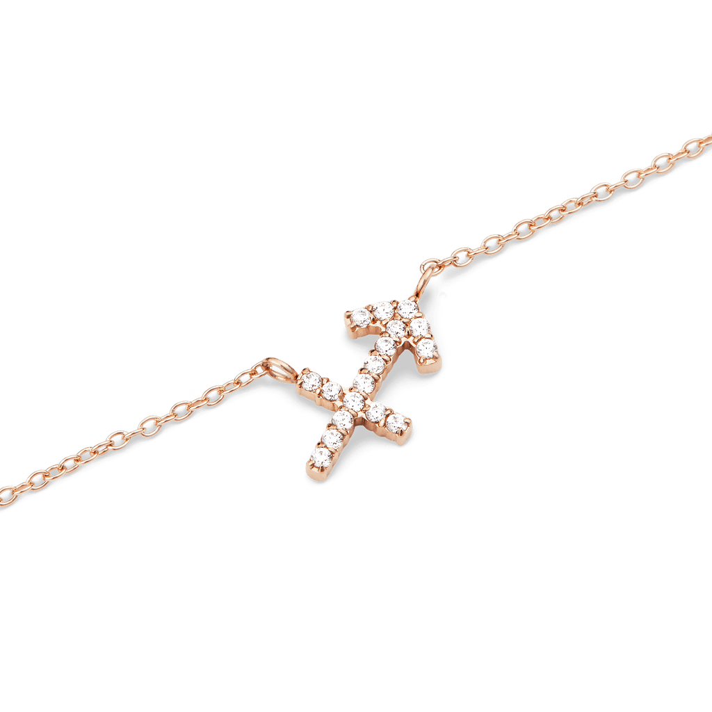 Zodiac Crystal Necklace Rose Gold