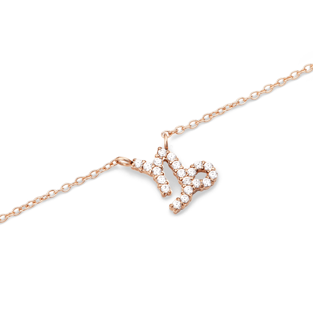 Zodiac Crystal Necklace Rose Gold