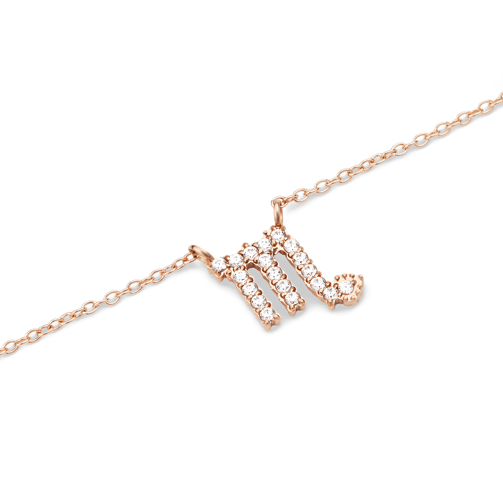Zodiac Crystal Necklace Rose Gold