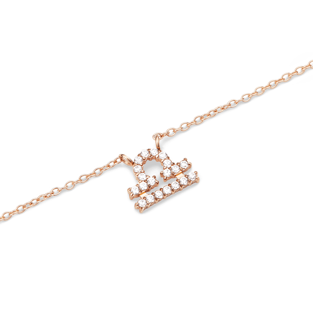 Zodiac Crystal Necklace Rose Gold