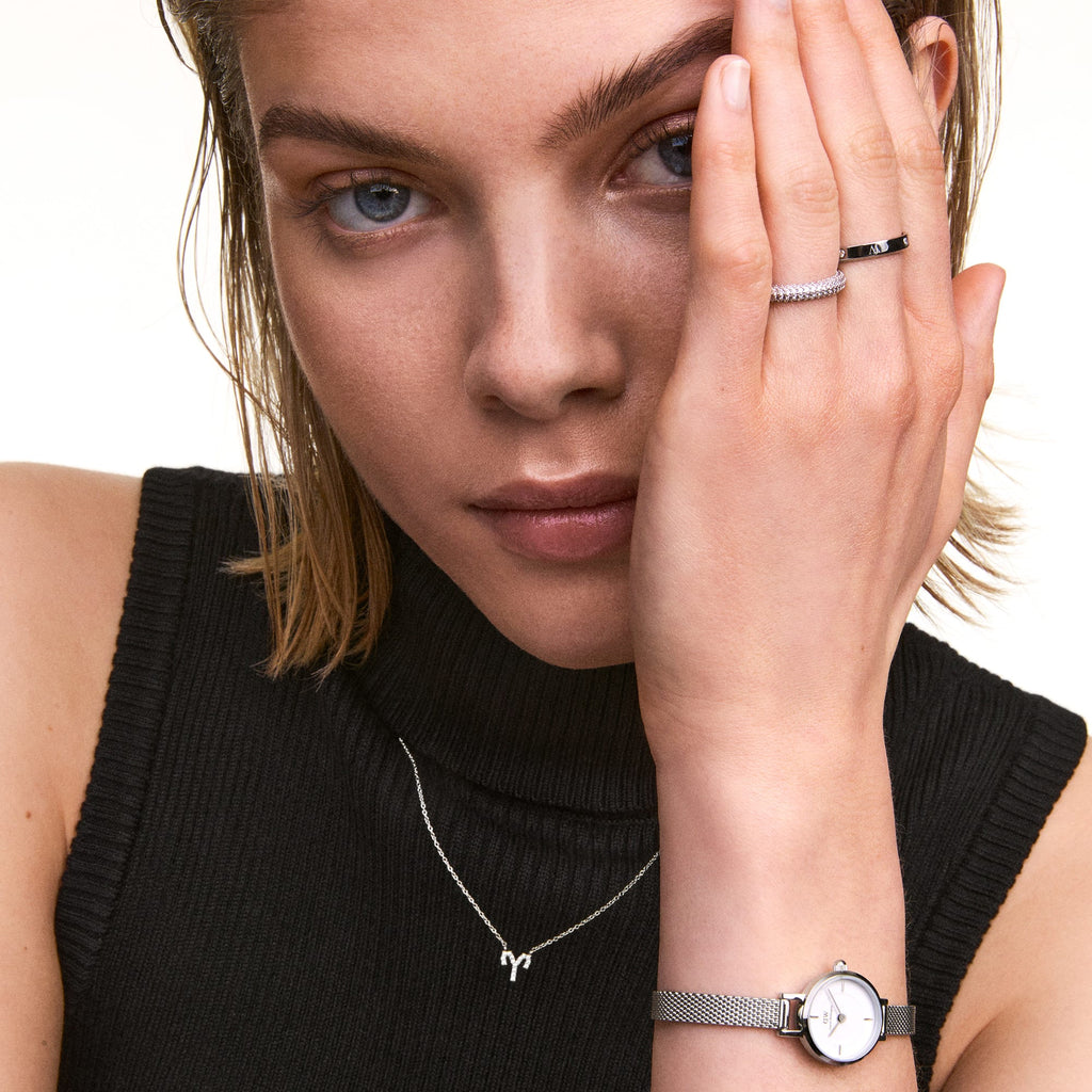 Zodiac Crystal Necklace Rose Gold