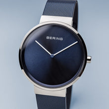 Load image into Gallery viewer, Bering Classic Brushed Silver Blue Milanese Mesh Watch