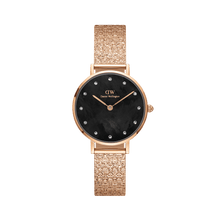 Load image into Gallery viewer, Daniel Wellington Petite 28 Lumine Rose Gold Mother of Pearl Black Watch