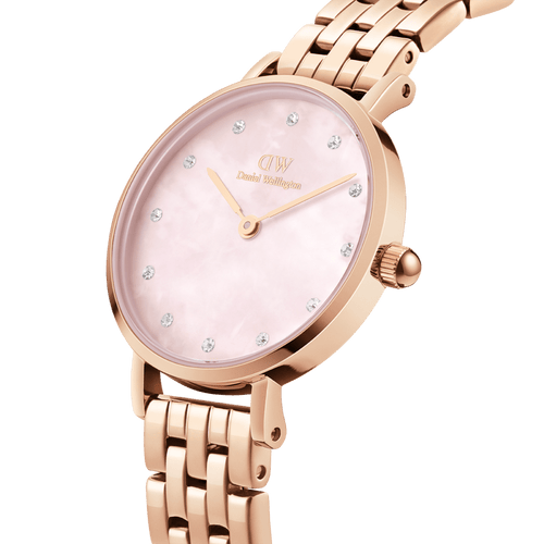 Petite Lumine 28 5-Link Rose Gold & Mother of Pearl Pink Watch