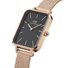 Load image into Gallery viewer, Daniel Wellington Quadro 20X26 Pressed Melrose Rose Gold &amp; Black Watch