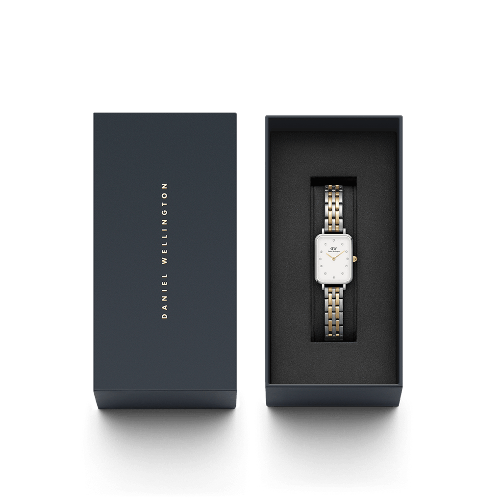 Daniel Wellington Quadro Lumine 20x26 5-Link Gold & Silver White Watch