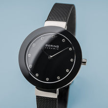 Load image into Gallery viewer, Bering Ceramic Polished Silver Slim Black Watch