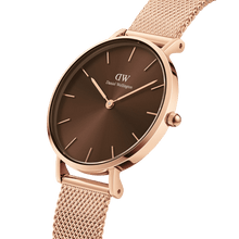 Load image into Gallery viewer, Daniel Wellington Petite Amber 28 Rose Gold &amp; Brown Watch