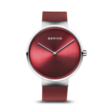 Load image into Gallery viewer, Bering Classic Brushed Silver Red Mesh Watch
