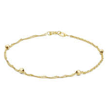 Load image into Gallery viewer, 9K Yellow Gold 3mm Balls and Twist Curb Chain Bracelet 19cm