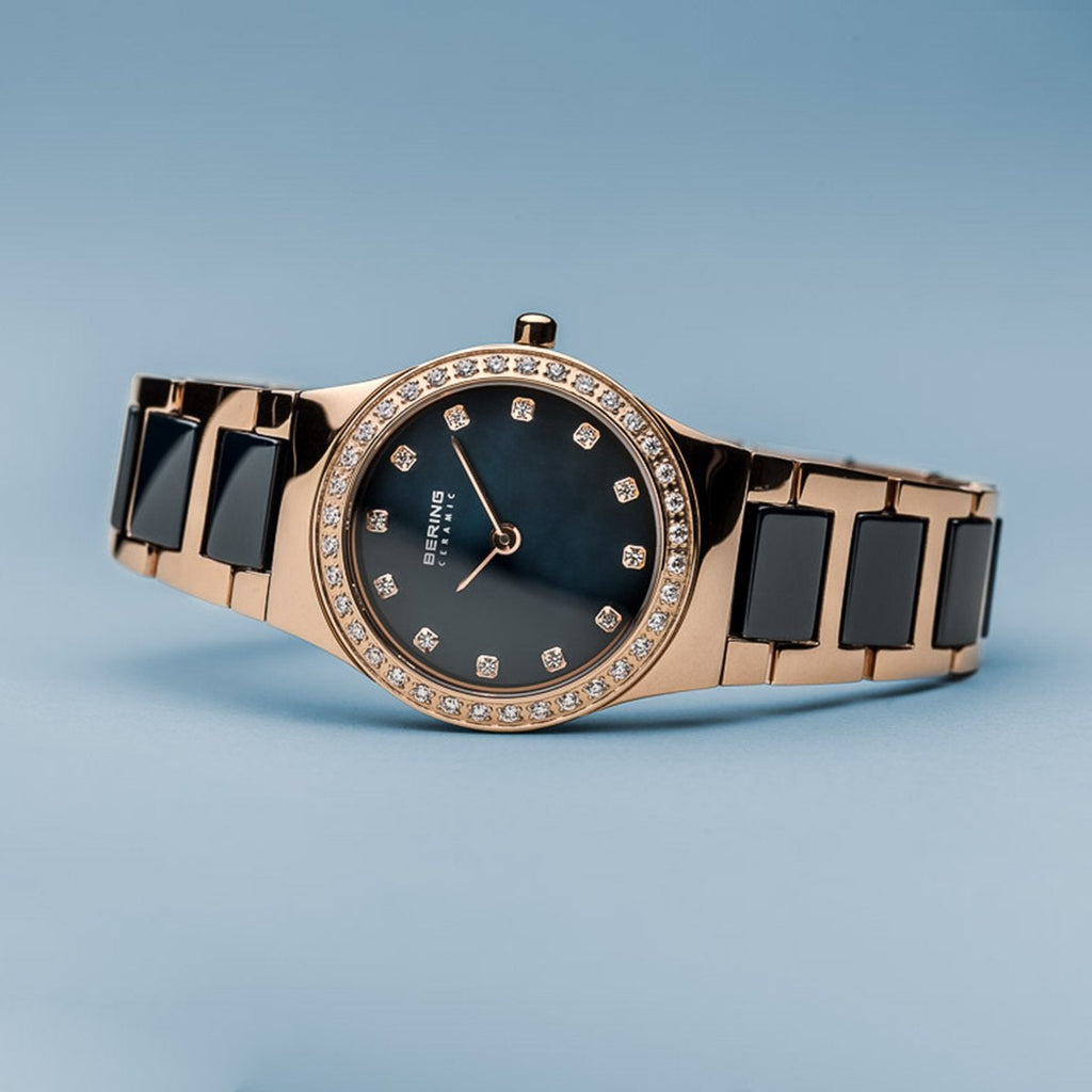 Bering Sale Polished Rose Gold Ceramic Watch