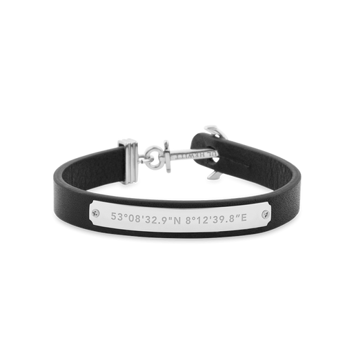 Paul Hewitt Signum Male Coordinates Silver / Black Bracelet - XL