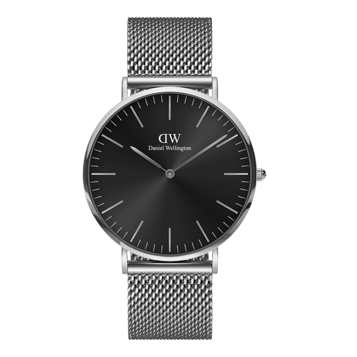 Classic 40 Sterling Silver & Onyx Watch