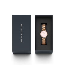 Load image into Gallery viewer, Daniel Wellington Petite Lumine 28 5-Link Rose Gold &amp; Mother of Pearl Pink Watch