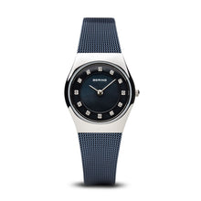 Load image into Gallery viewer, Bering Classic Polished Silver Navy Blue Mesh Watch