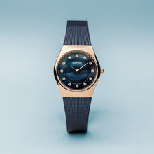 Load image into Gallery viewer, Bering Classic Polished Rose Gold Navy Blue Watch