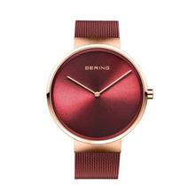 Load image into Gallery viewer, Bering Classic Brushed Rose Gold Red Mesh Watch