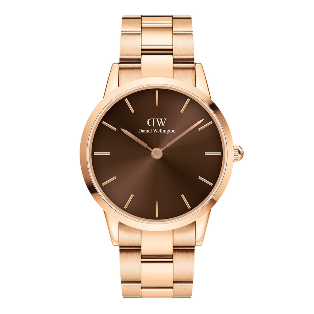 Daniel Wellington Iconic Link Amber 40 Rose Gold & Brown Watch