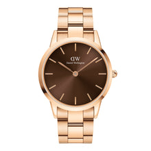 Load image into Gallery viewer, Daniel Wellington Iconic Link Amber 40 Rose Gold &amp; Brown Watch