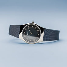 Load image into Gallery viewer, Bering Classic Polished Silver Navy Blue Mesh Watch