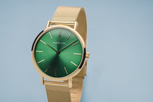Load image into Gallery viewer, Bering Classic Polished Gold Green Watch