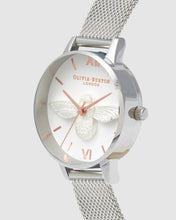 Load image into Gallery viewer, Olivia Burton 3D Bee Silver Mesh Watch