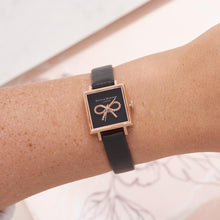 Load image into Gallery viewer, Olivia Burton Vintage Bow Rose Gold Black Watch - Rose Gold