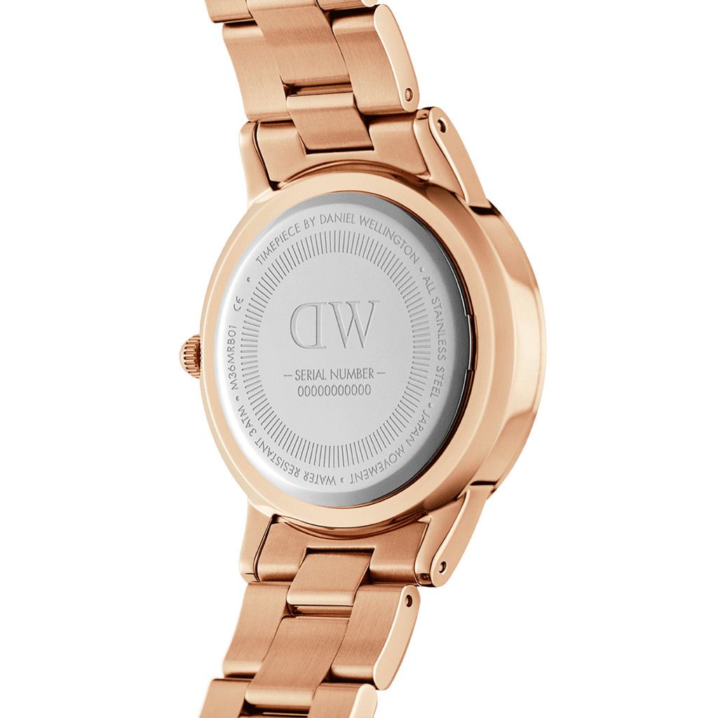 Daniel Wellington Iconic Link 36 Rose Gold & Black Watch