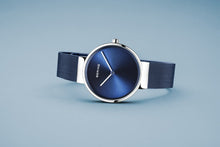 Load image into Gallery viewer, Bering Classic Brushed Silver Blue Mesh Watch