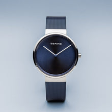 Load image into Gallery viewer, Bering Classic Brushed Silver Blue Milanese Mesh Watch