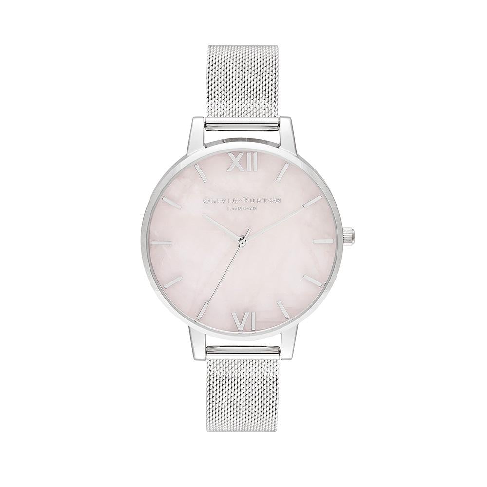 Olivia Burton Semi Precious Silver Mesh Watch - Silver