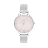 Olivia Burton Semi Precious Silver Mesh Watch - Silver