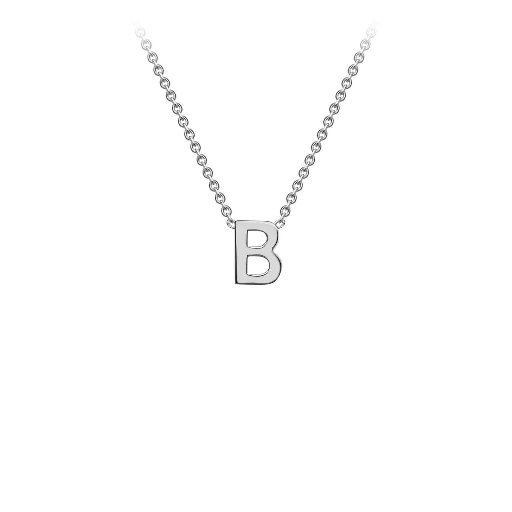 9K White Gold 'B' Initial Adjustable Necklace 38cm/43cm | The Jewellery Boutique Australia