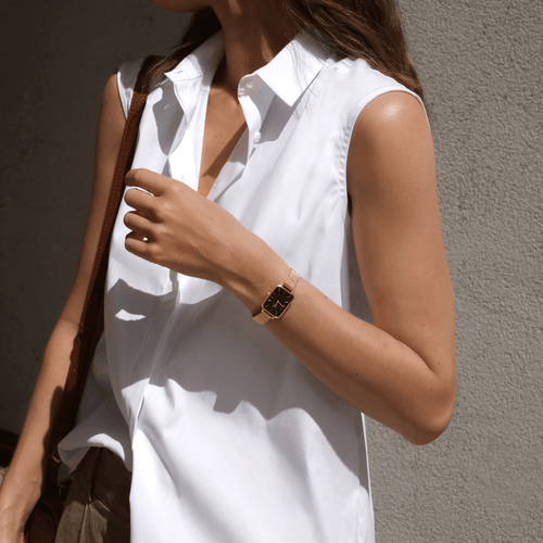 Quadro 20X26 Pressed Melrose Rose Gold & Black Watch