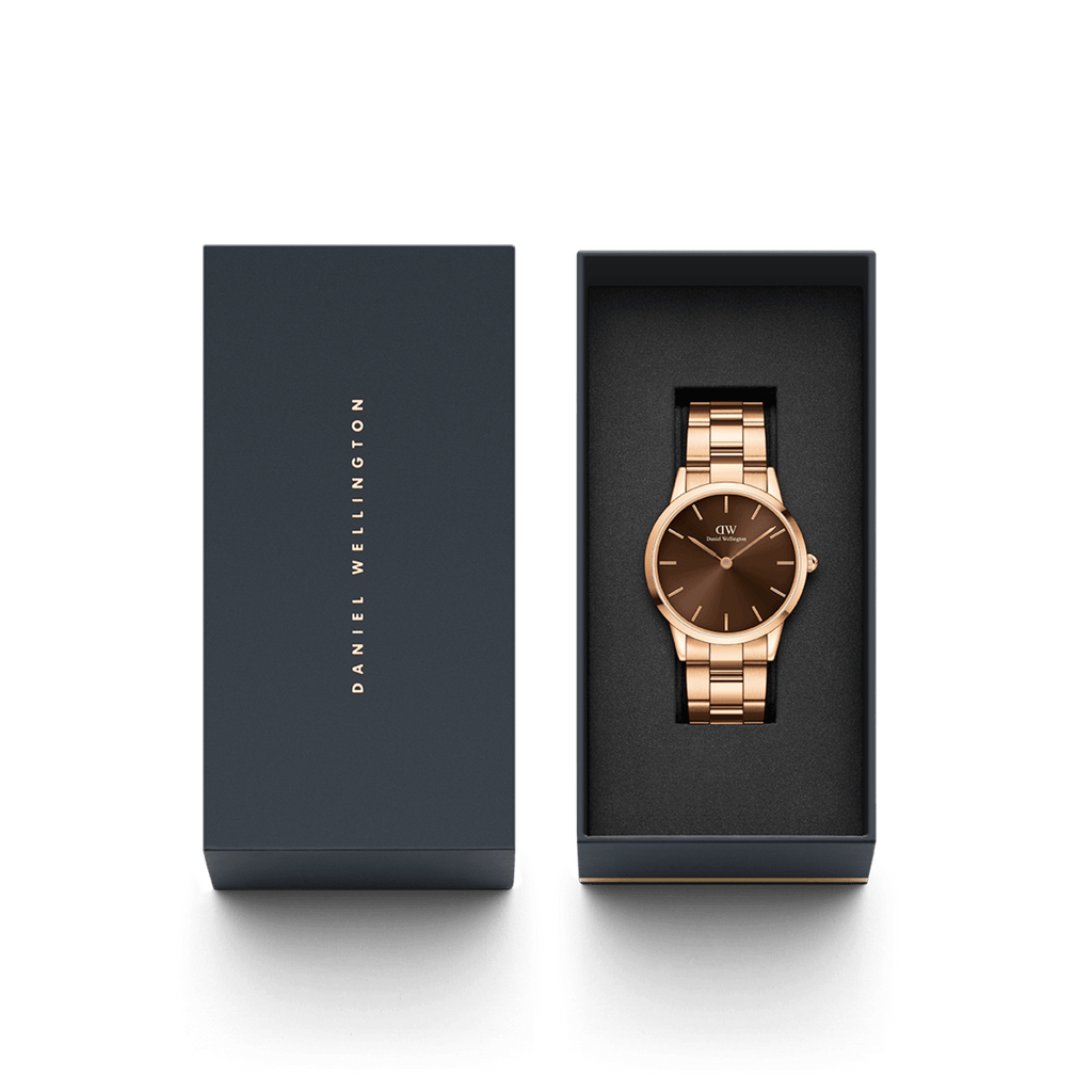 Daniel Wellington Iconic Link Amber 40 Rose Gold & Brown Watch