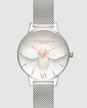 Load image into Gallery viewer, Olivia Burton 3D Bee Silver Mesh Watch