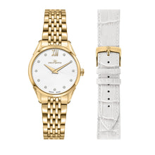 Load image into Gallery viewer, Philip Roma Gold Watch with Interchangeable White Strap