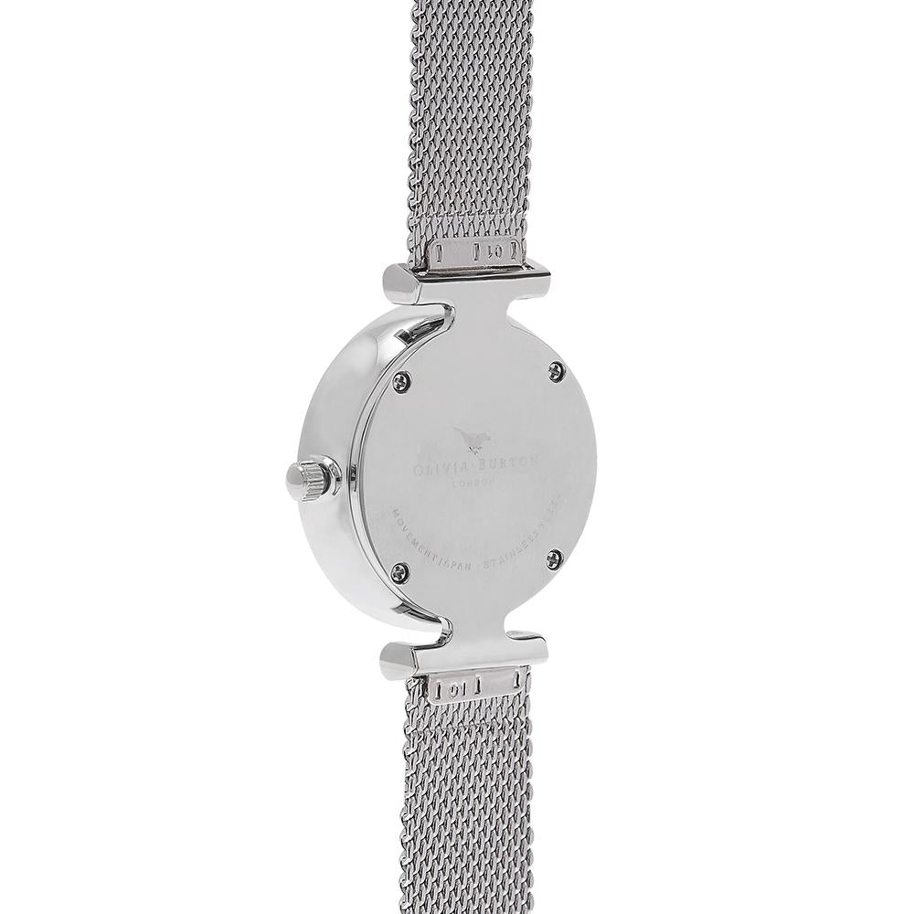 Olivia Burton Queen Bee Silver Mesh Watch - Silver