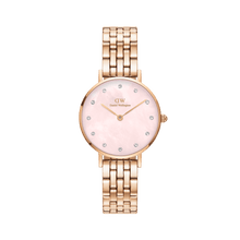 Load image into Gallery viewer, Daniel Wellington Petite Lumine 28 5-Link Rose Gold &amp; Mother of Pearl Pink Watch