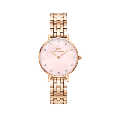 Petite Lumine 28 5-Link Rose Gold & Mother of Pearl Pink Watch