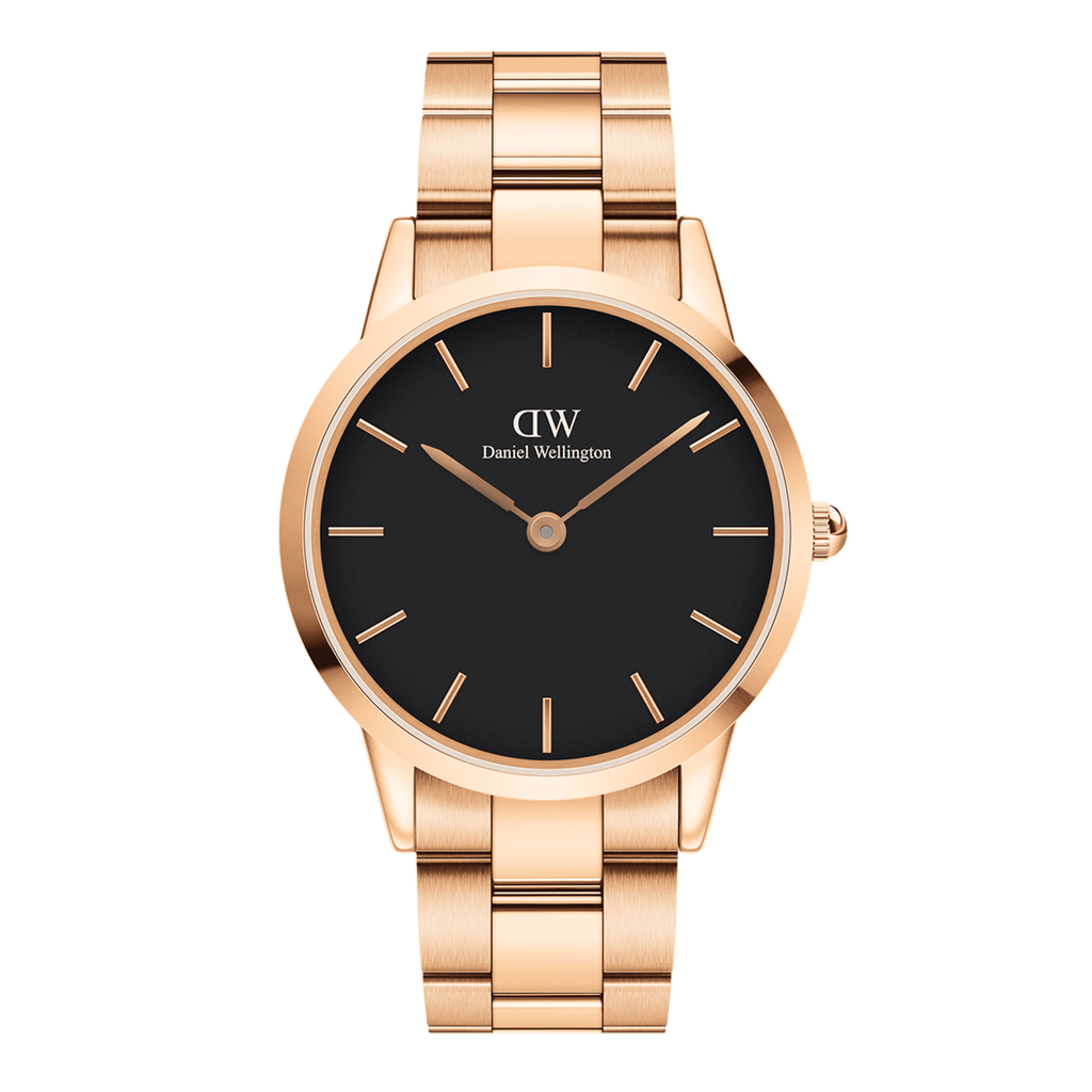 Daniel Wellington Iconic Link 36 Rose Gold & Black Watch