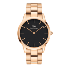 Load image into Gallery viewer, Daniel Wellington Iconic Link 36 Rose Gold &amp; Black Watch