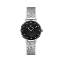 Load image into Gallery viewer, Daniel Wellington Petite 28 Lumine Silver Mother of Pearl Black Watch