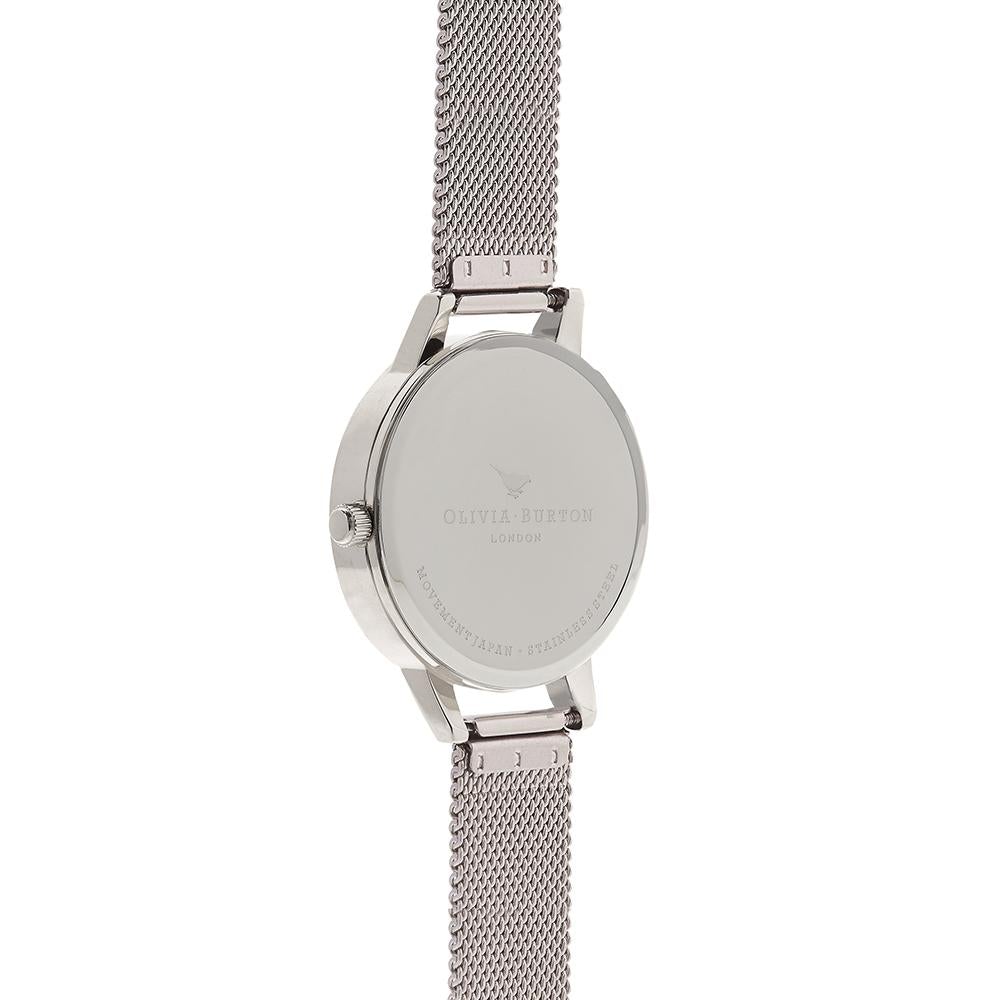 Olivia Burton White Dial Silver Mesh Watch - Silver