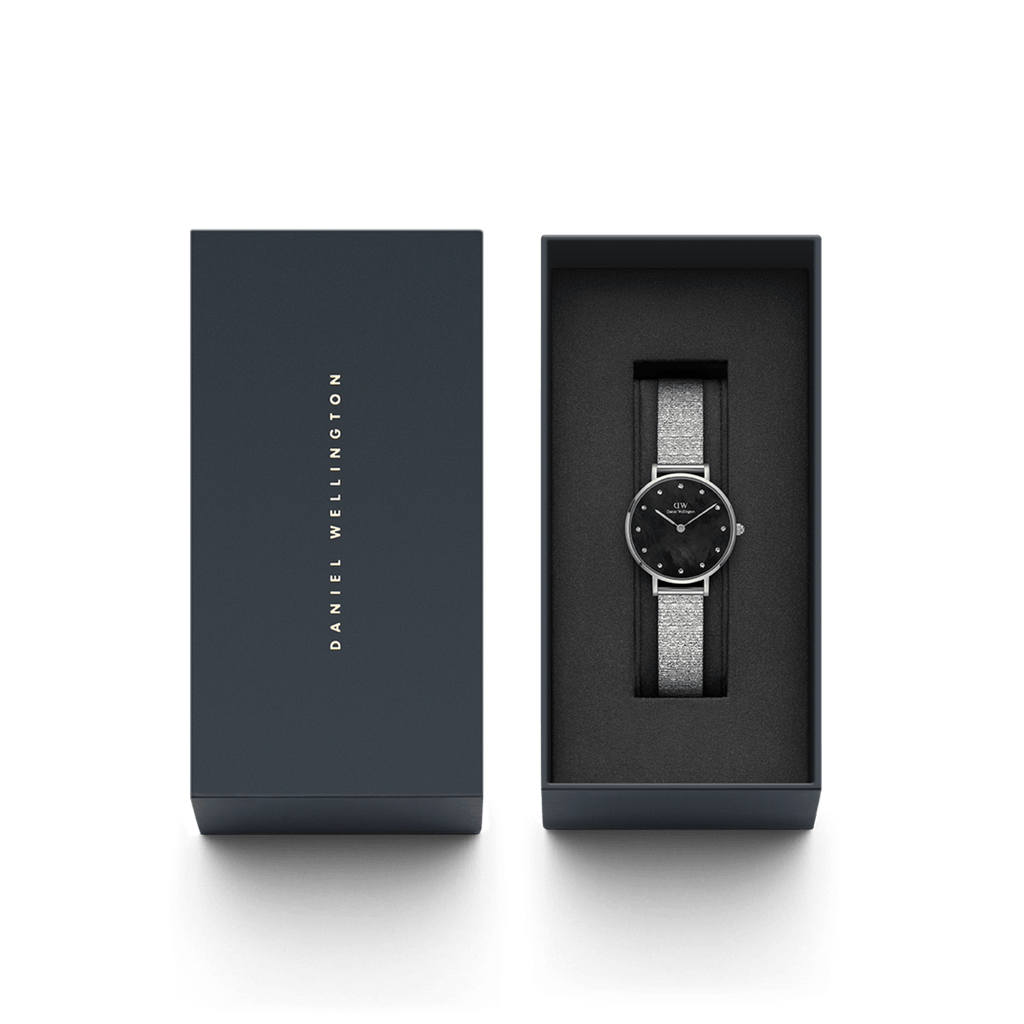 Daniel Wellington Petite 28 Lumine Silver Mother of Pearl Black Watch