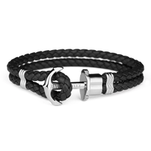 Load image into Gallery viewer, Paul Hewitt Phrep Leather Black / Silver Bracelet - L