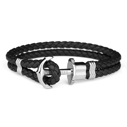 Paul Hewitt Phrep Leather Black / Silver Bracelet - L